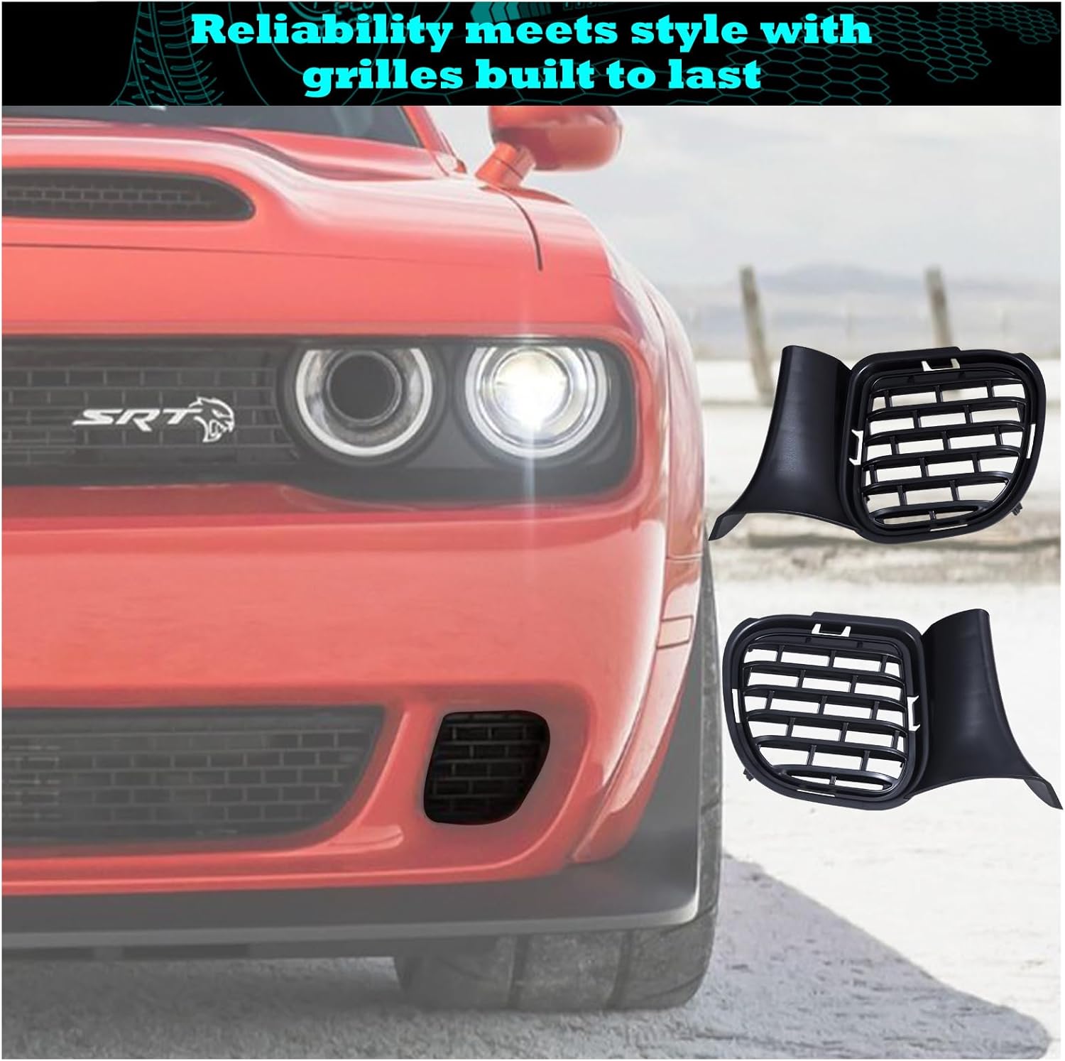 WildWell Front Bumper Lower Grill For Dodge Challenger 2015-2023 Air Intake Cover Grill Accessories Without Fog Light Holes