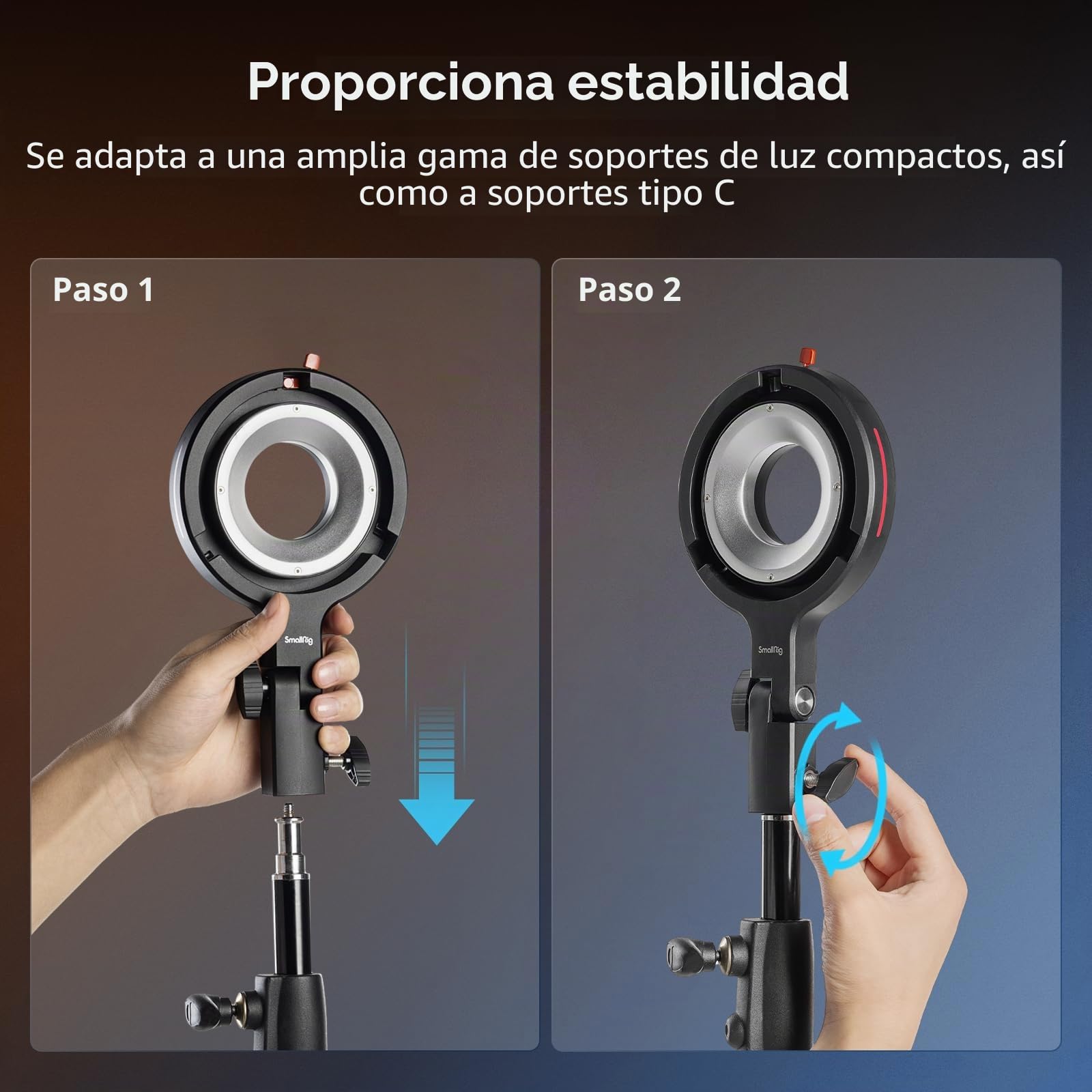 SMALLRIG Adaptador de Anillo de Velocidad Bowens Mount Softbox para Luz de Vídeo SMALLRIG RC 60B COB, Compatible con Accesorios de Montaje Bowens Estándar, Capacidad de Carga de 1,5 kg - 4476