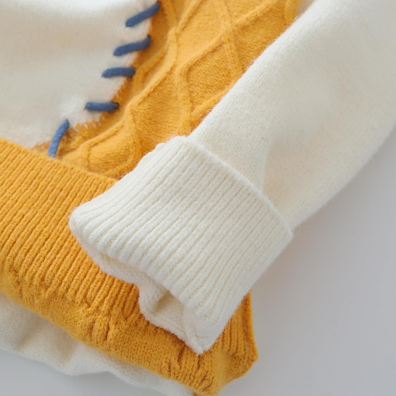 GURUNVANI Patchwork Sweater Mens Colorblock Jumper Cable Knitted Pullover Oversized - Image 8