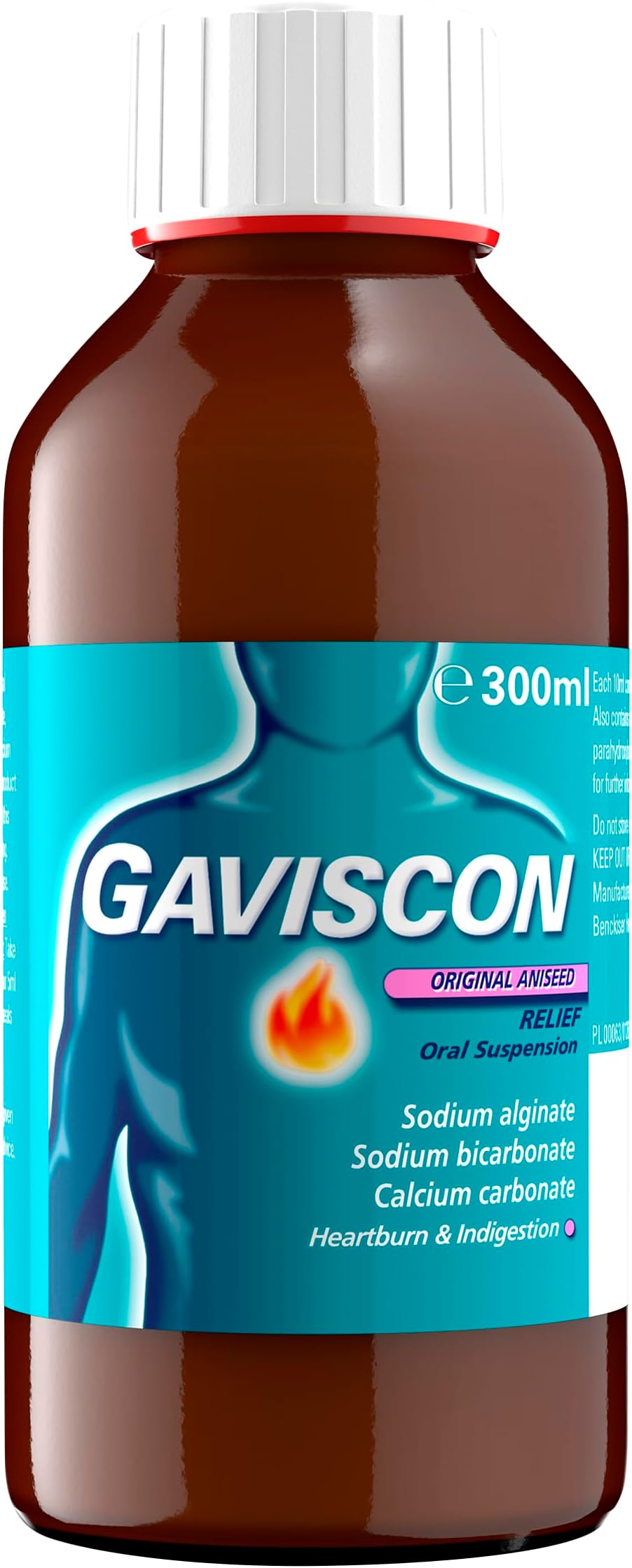 Gaviscon Liquid Aniseed 300 ml - Fast-Acting Relief For Heartburn, Indigestion, Gerd, Stomach Pain, Acid Reflux, Nausea; Dual Action Antacid Providing Instant Comfort