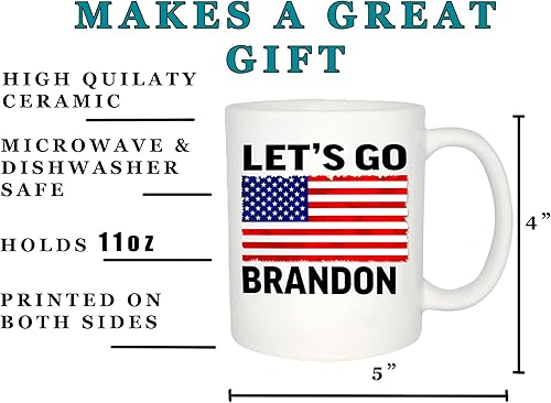 Miniatura 3 de Rogue River Tactical Taza de café divertida y novedosa, taza Let's Go Brandon, gran idea para regalo, 11 onzas, color blanco