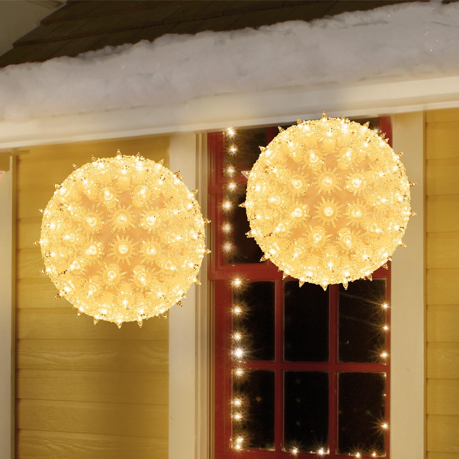 6” Christmas Starlight Sphere Outdoor Clear Lighted Ball Hanging Lights ...