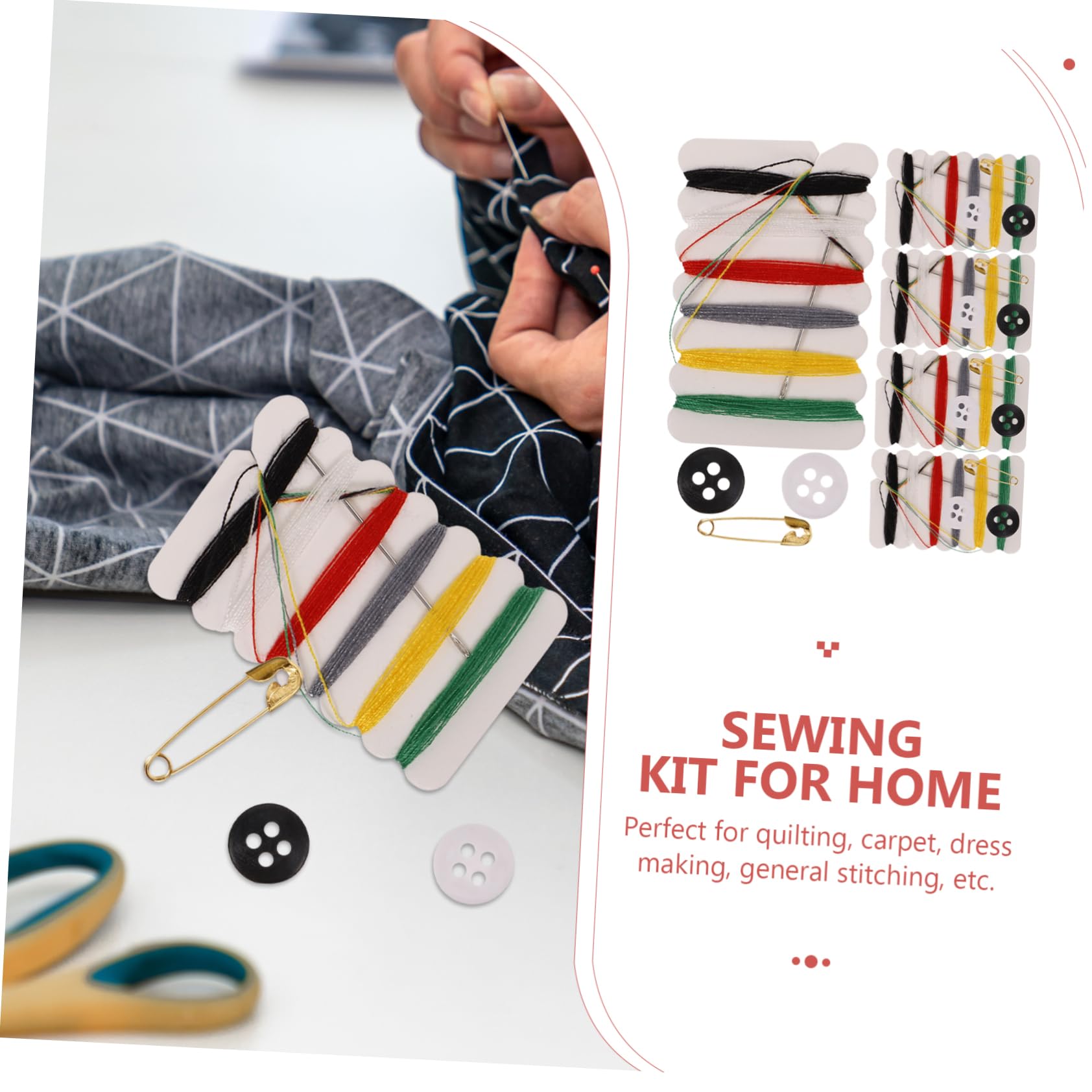 Kit de Costura Portátil 100 Piezas Botones, Agujas E Hilo | Principiantes y Madres, Uso Doméstico y Comercial, Incluye Alfileres, Formato Compacto Color Aleatorio
