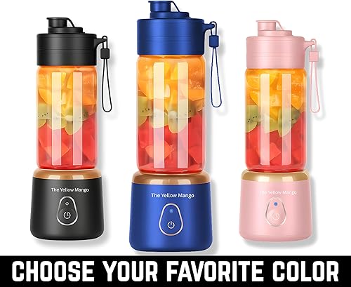 Miniatura 8 de Batidora portátil personal para batidos y licuados, taza de licuadora personal de vidrio de 500ml, 12 cuchillas de acero inoxidable, recargable por