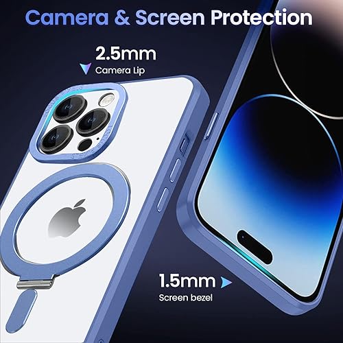 Miniatura 5 de QLTYPRI Funda magnética para iPhone 13 Pro Max compatible con MagSafe con soporte invisible, delgada, translúcida mate, a prueba de golpes, funda