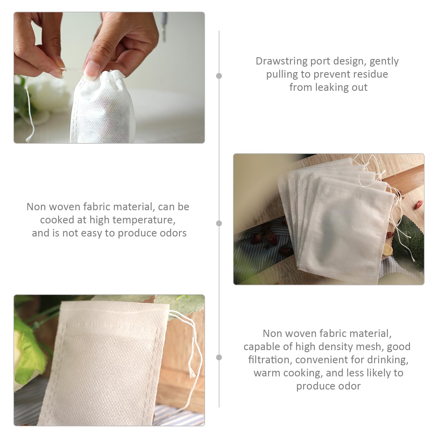 500 Sachets De Thé Vides Non Tissés - 6x8 Cm - Avec Cordon De Serrage - Pour Infusions, épices, Herbes