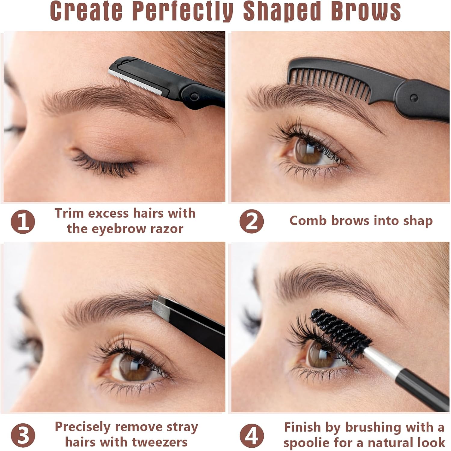 5-in-1 Eyebrow Grooming Kit with Razor, Scissors & Tweezers – Complete Brow Trimmer Set for Men and Women
