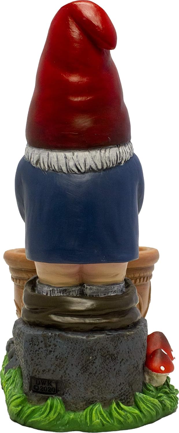 World of Wonders Novelty Funny Garden Gnome Flower Pot | Small Resin Planters for Outdoor Plants | Gnome Garden Decor | Garden Figurines and Statues - 9.5"