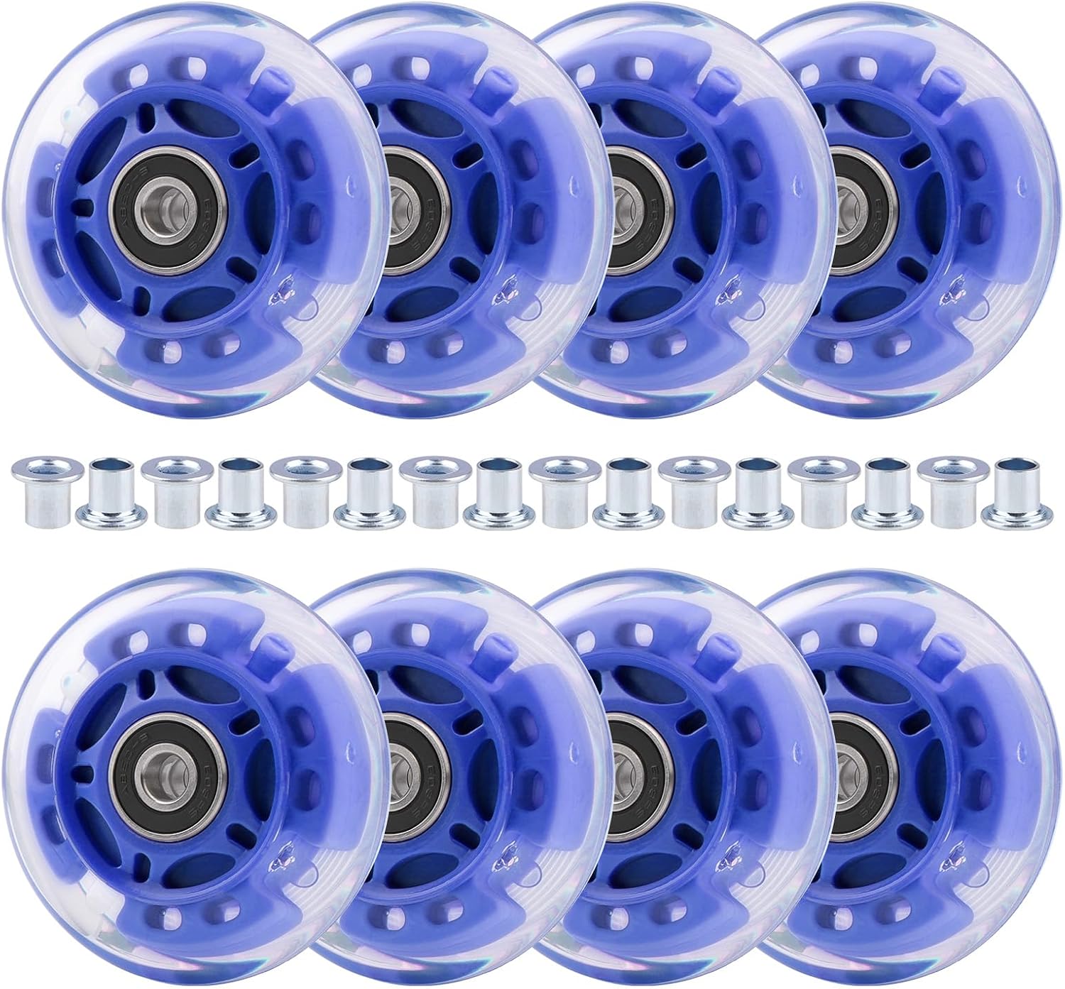 8pcs 72mm inline Skate Wheels Purple Flashing Wheels for Kids and Youth Beginners Children's Inline Skates Indoor/Outdoor Use (Purple, 72mm)