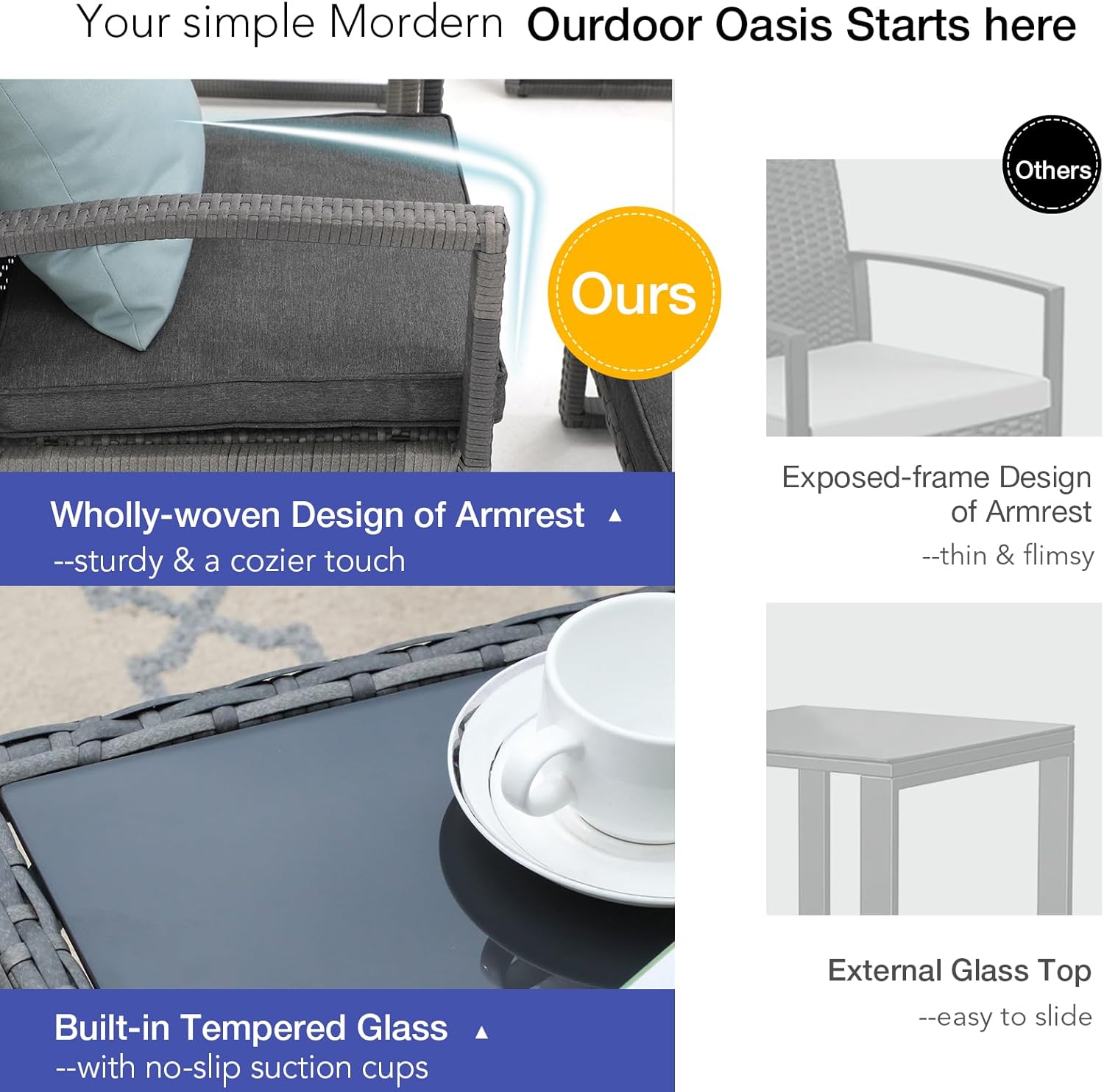 Elevate Your Outdoor Space: Patiorama 3 Piece Rattan Conversation Set Review