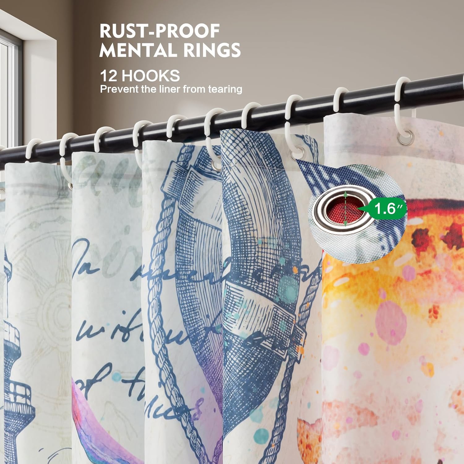 Lokigo 84 Inch Extra Long Cool Colorful Nautical Octopus Shower Curtain Waterproof Fabric Wide Shower Curtains for Bathroom Funny Ocean Kraken Bathroom Shower Curtain Decor with 12 Hooks, 72 x 84