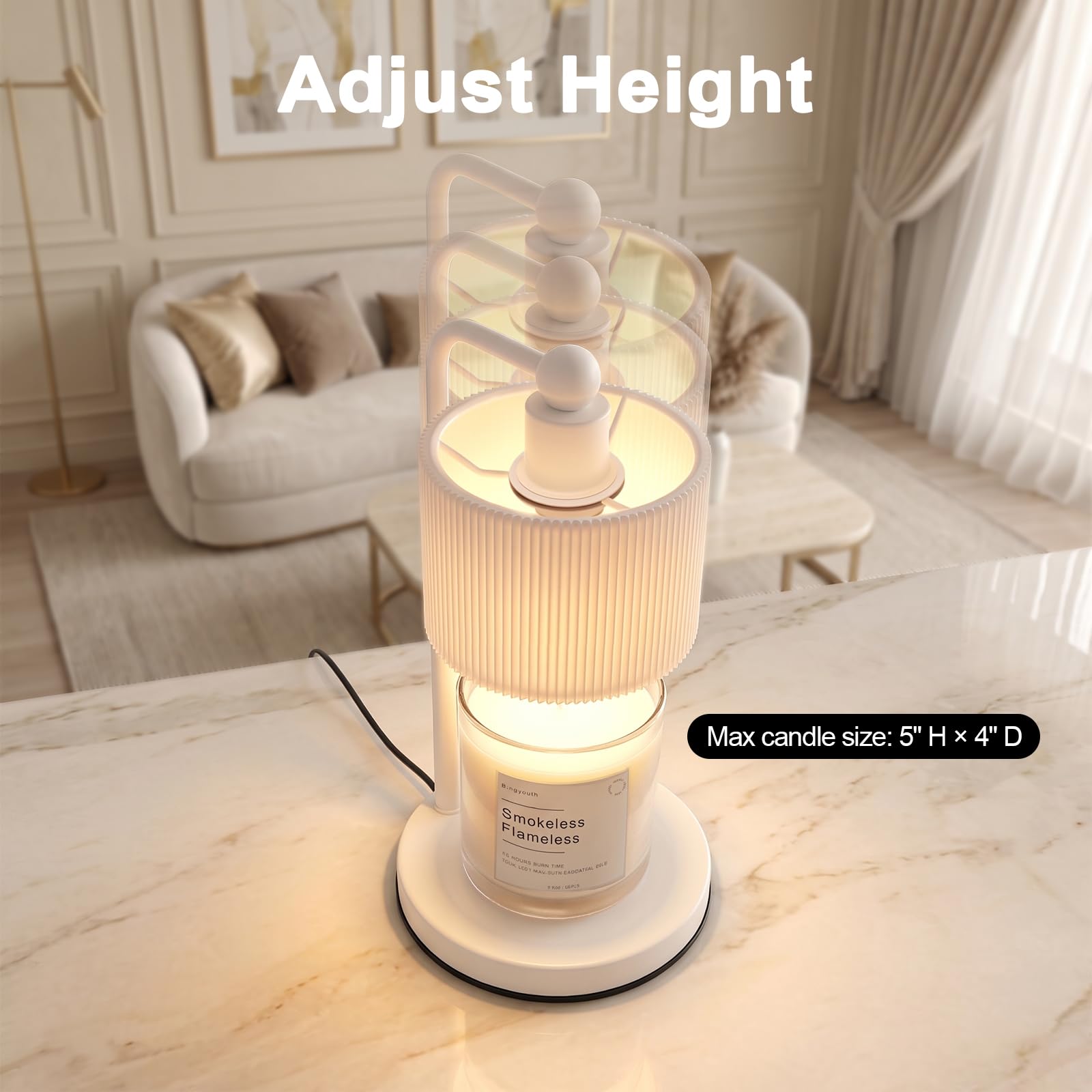 BSBZ - Lampada scalda candela con timer, colore: Bianco