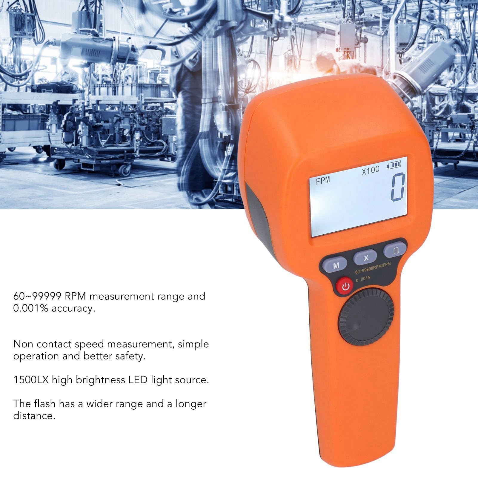 Estroboscopio LED digital portátil tacómetro 6099999 RPM recargable