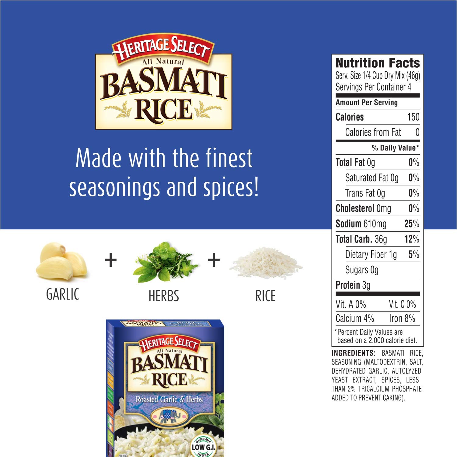 Buy Heritage Select Premium Basmati Rice Roasted Garlic & Herbs 6.5oz