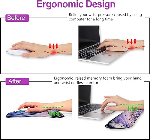 Miniatura 4 de ARTSO Reposamuñecas para teclado y alfombrilla para mouse con soporte para muñeca, alfombrilla de mouse ergonómica, duradera, cómoda y ligera para