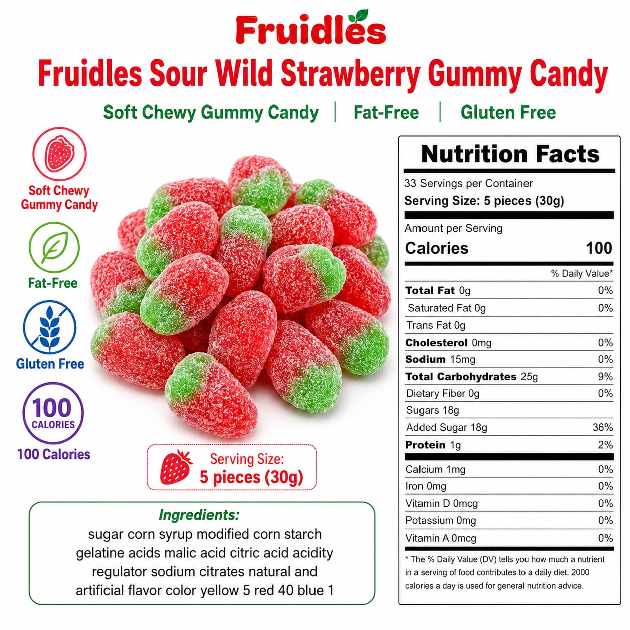 Amazon.com : Sour Wild Strawberry Gummy Candy, Soft Chewy Gummy