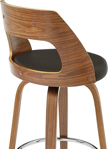 Miniatura 63 de Armen Living Jayden - Taburete de bar moderno giratorio de piel sintética gris y madera de nogal de 26 pulgadas para encimera de isla de cocina