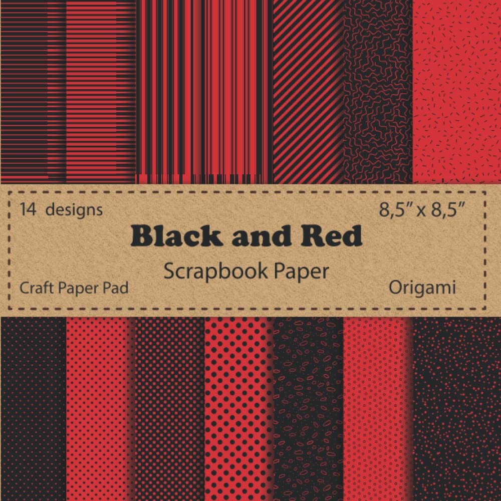Black and Red Scrapbook Paper: Stripes and Dots Craft Paper Pad | Paper Arts, Origami, Scrapbooking, Decoupage, DIY Crafts , Stationery Making and