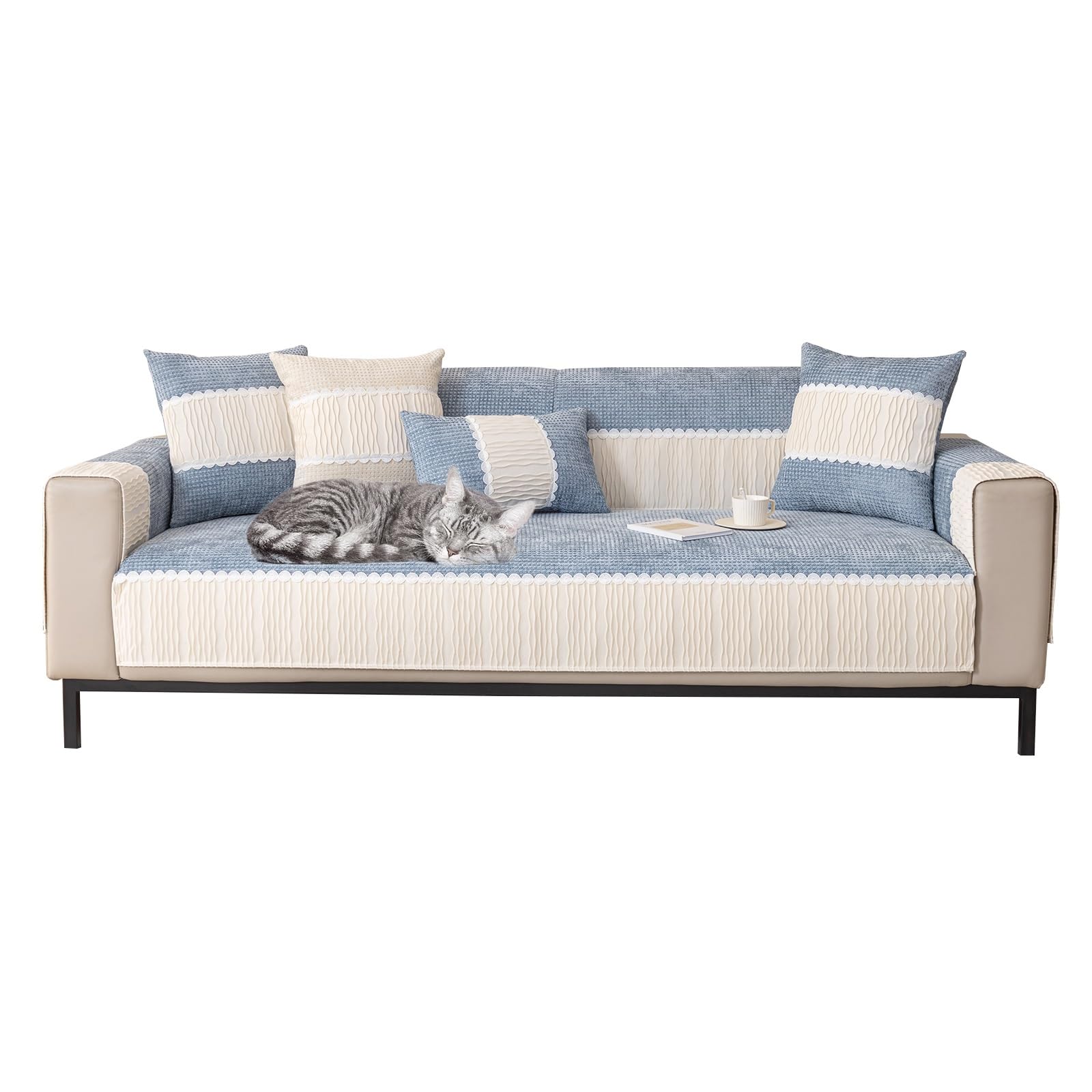 Housse de canapé personnalisable bleu 90x150 cm au motif élégant et soigné