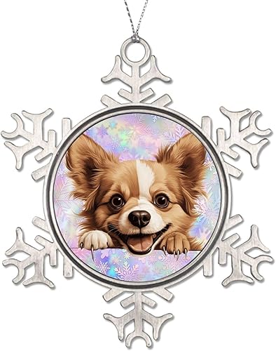 Miniatura 7 de CowkissSign Russian Toy Christmas Ornaments for Tree Russian Toy Cute Funny Peeking Dog Puppy Funny Christmas Hanging Decor Dog Lover Gift Snowflake