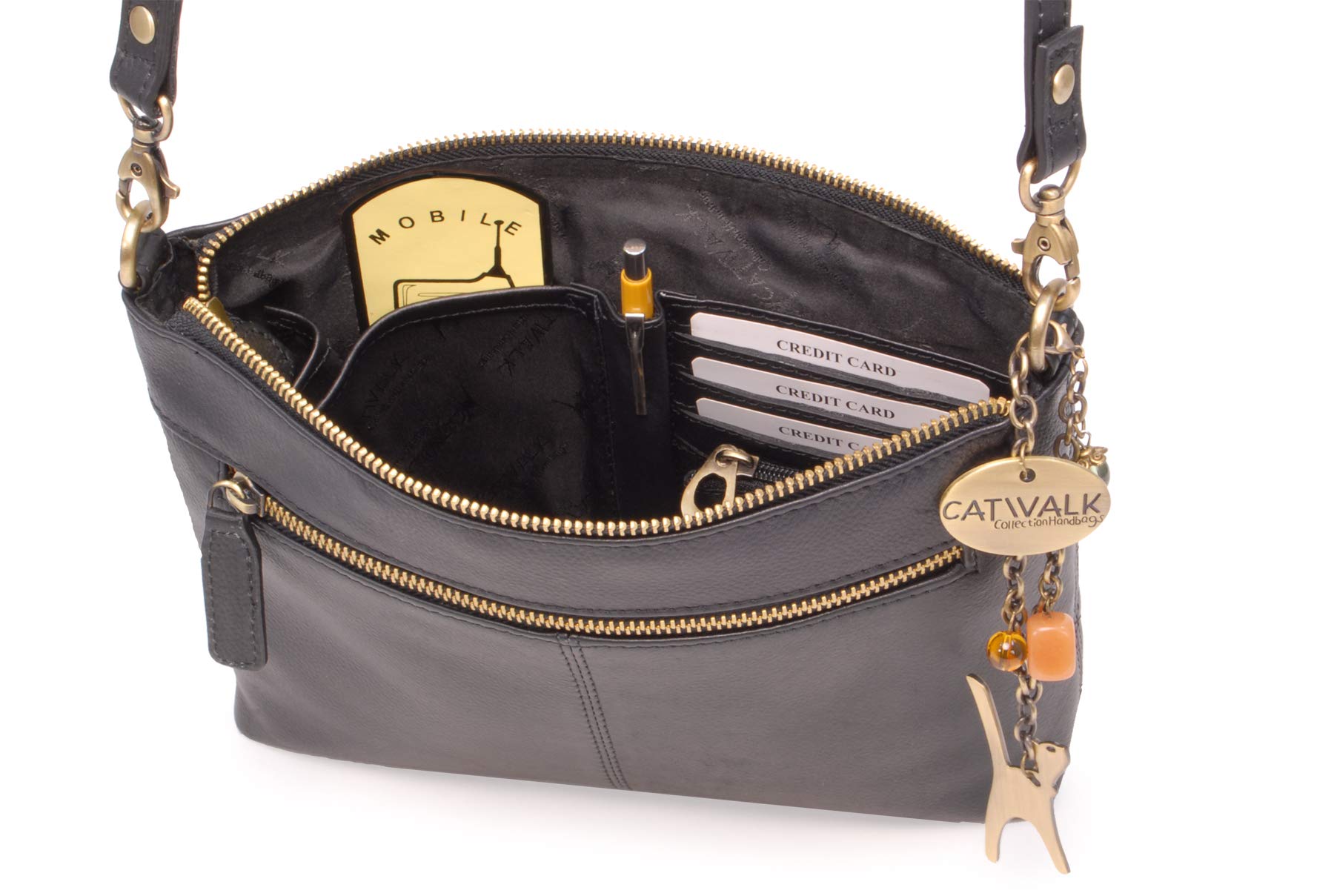 Catwalk Collection Handbags - Borsa a Tracolla Piccola da Donna - Borsa Pochette in Pelle Trapuntata - Tracolla Regolabile - Borsetta - Josie