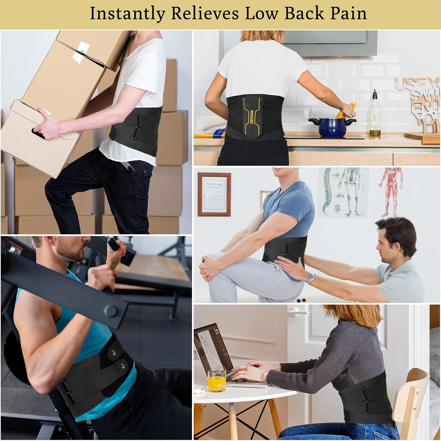 JIUFENTIAN Back Brace for Lower Back with Support System for men and Women -Lumbar Support Brace for Herniated Disc Lower Back Brace for Sciatica, Scoliosis,Heavy Lifting and Work(X-Large)