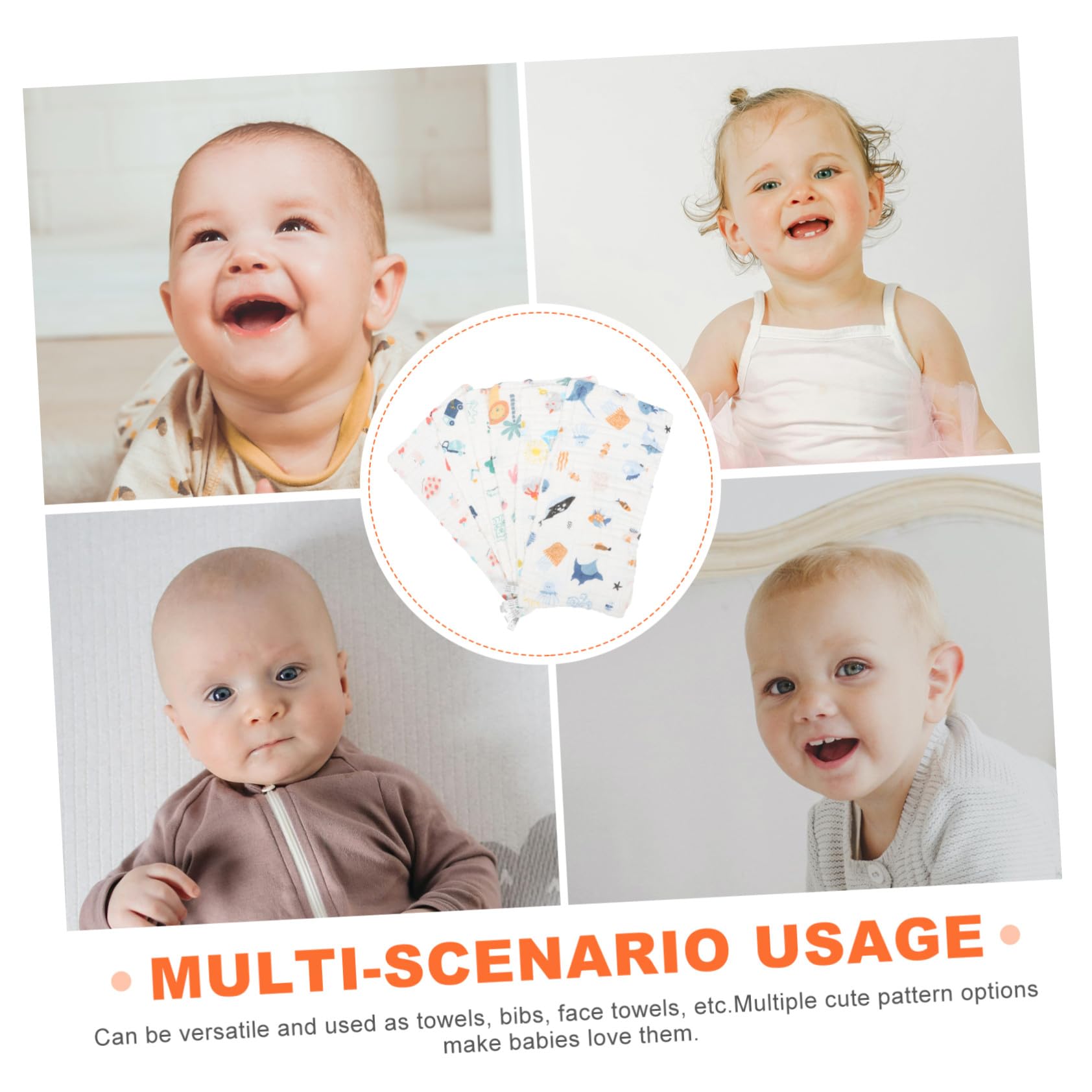 ORFOFE 6 piezas Pañuelos de Niña de Muselina Algodón con Dibujos Animados Toallitas Absorbentes para Saliva y Babero Toallas Reutilizables para Niñas