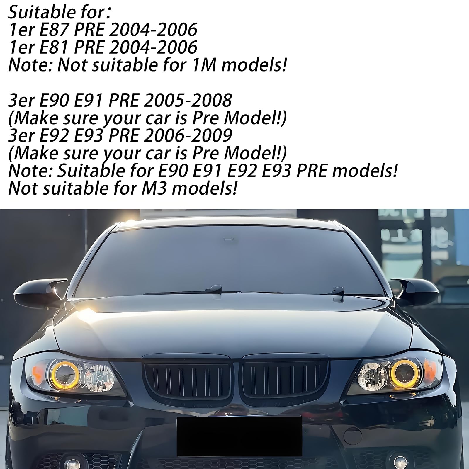 1 paio Posteriori Auto Coperture Specchietti Retrovisori di Ricambio Specchietto Retrovisore compatibile con BMW E81 E82 E87 E88 PRE E90 E91 2005-2008 E92 E93 2006-2009