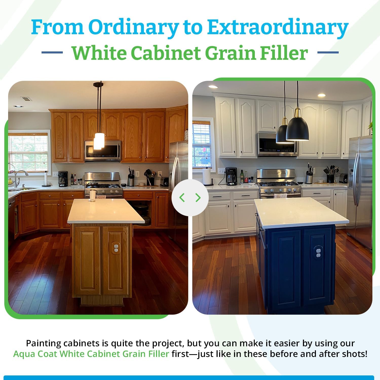 Aqua Coat Water-Based White Cabinet Wood Grain Filler Gel – Fast Drying, Low Odor White Wood Filler, Sandable & Paintable for Interior & Exterior Repairs, Upgrades & Restorations – 32 oz