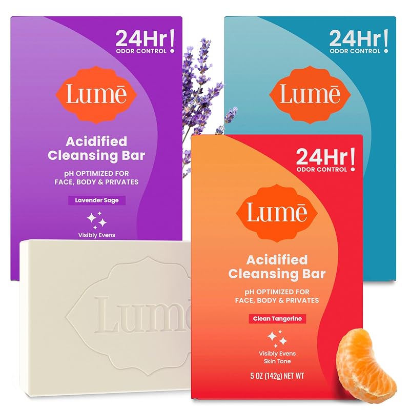 Barra de limpeza acidificada Lume, aromas Tangerina, Lavanda e Sálvia, sem fragrância, Pacote com 3