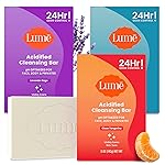 Lume Acidified Body Cleansing Bar - 24 Hour Odor Control - Removes Odor Better Than Soap - Moisturizing - No SLS or Parabens - OB/GYN Developed - 8.5 Ounce, 3 Pack (Tangerine, Lavender, & Unscented)