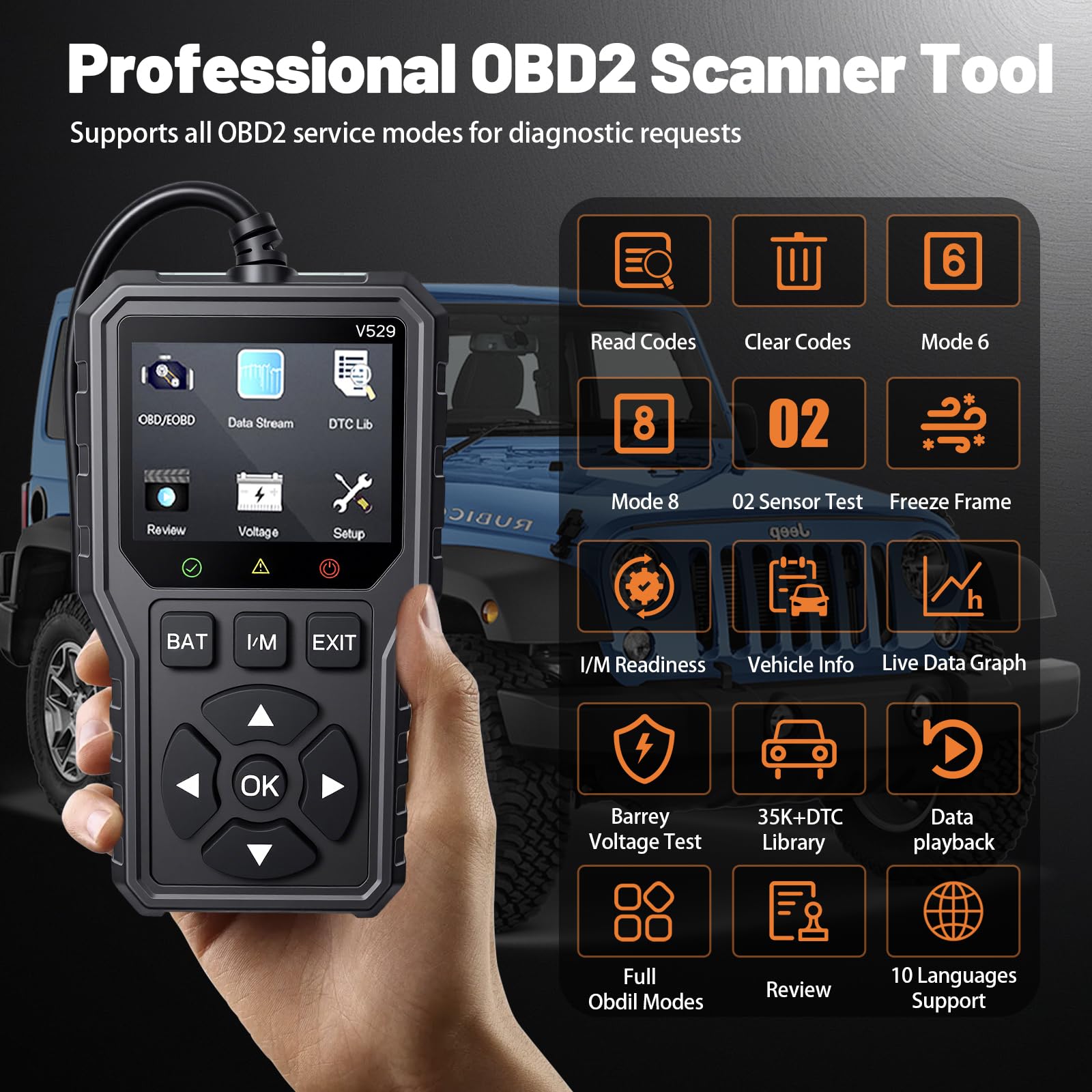 OBD2 Auto Diagnostica OBD2 Diagnosi Scanner,Diagnosi Auto Professionale in Italiano,Lettore Errore Motore Auto con Funzioni-OBD2 per Audi BMW Tutti i Veicoli