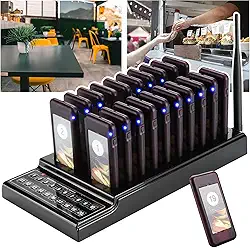 Pager De Restaurante Sem Fio, Sistema De Chamada Em Fila, Com 20 Pagers + Teclado De 20 Canais, DistâNcia De 1000M, Para Restaurantes, Bares, CaféS, PraçAs De AlimentaçãO (Evite Filas)