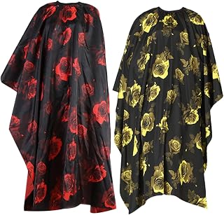 LIFKOME Capa De Corte De Pelo Estampado De Rosas, 2 Unidades, Tamaño Estándar, Fabricada Poliéster Pongee, Transpirable y Antiadherente, Adecuado Para Peluquería y Uso Doméstico