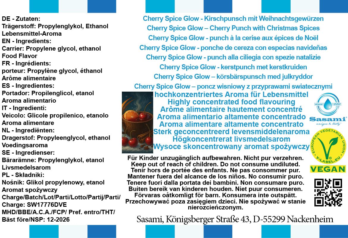 Cherry Spice Glow – poncz wiśniowy z przyprawami świątecznymi aromat koncentrat – Wegański – Sasami – 100ml