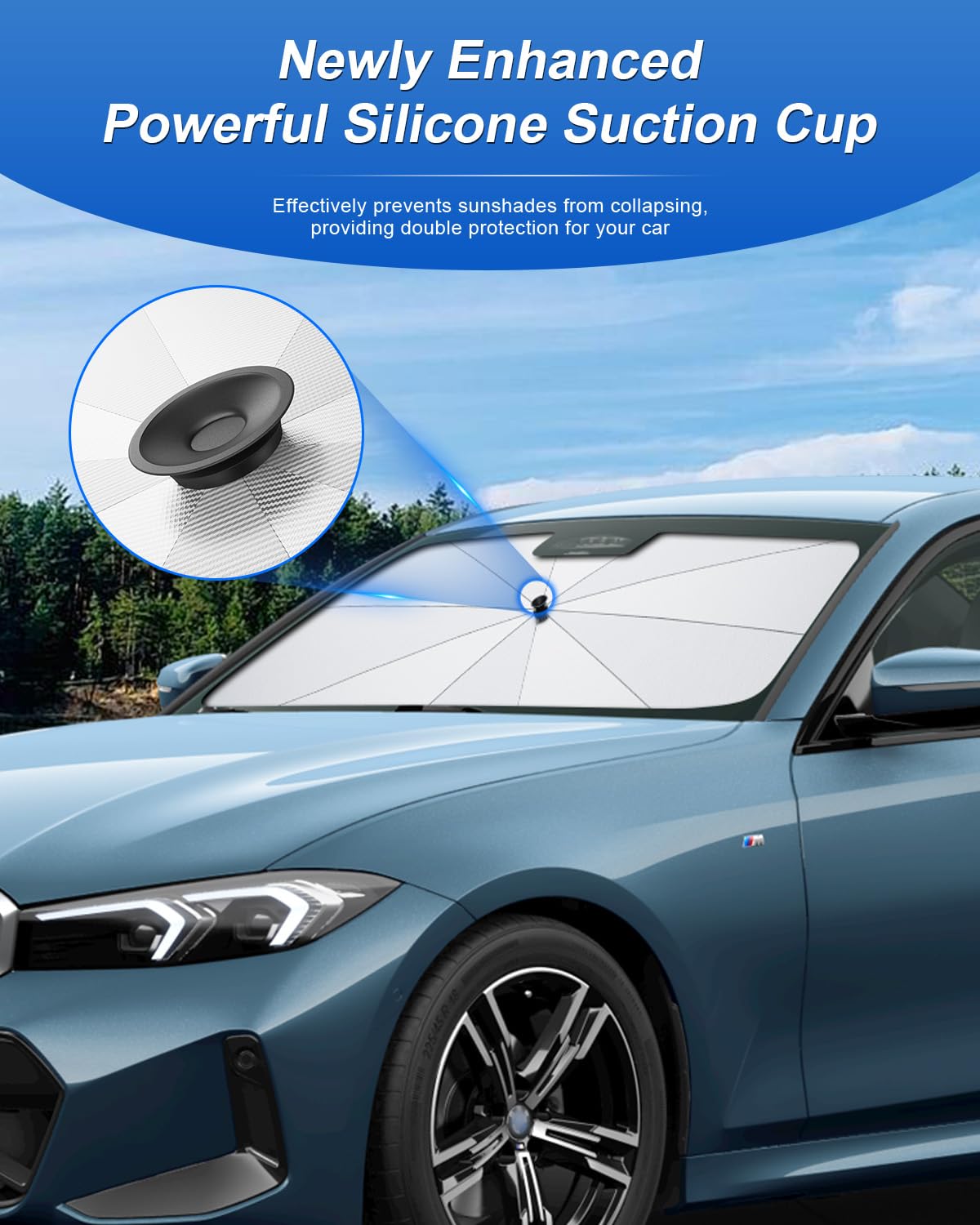 SHAOHAO Kompatybilny z BMW serii 3 G20 4 G22 i3 G28 2020-2026, ochrona przed słońcem do samochodu, osłona przeciwsłoneczna, łatwe przechowywanie, uchwyt sznurka, ochrona przed promieniowaniem UV