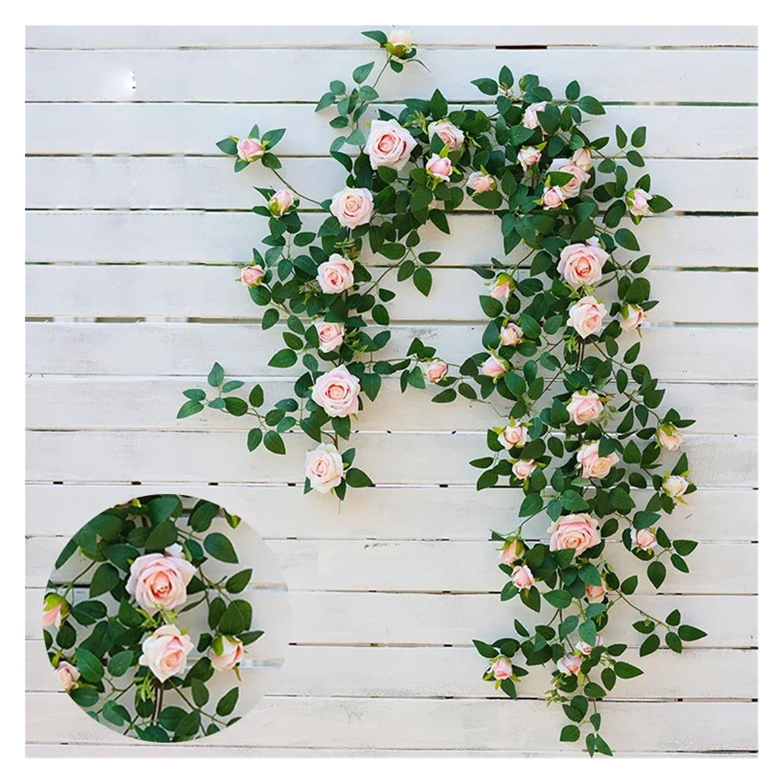 175 cm/69 pollici Fiori artificiali Piante di rose Vite | Ghirlanda di seta sospesa Pianta verde Casa Giardino Recinzione da muro Decorazione for matrimonio compleanno(A-pink)