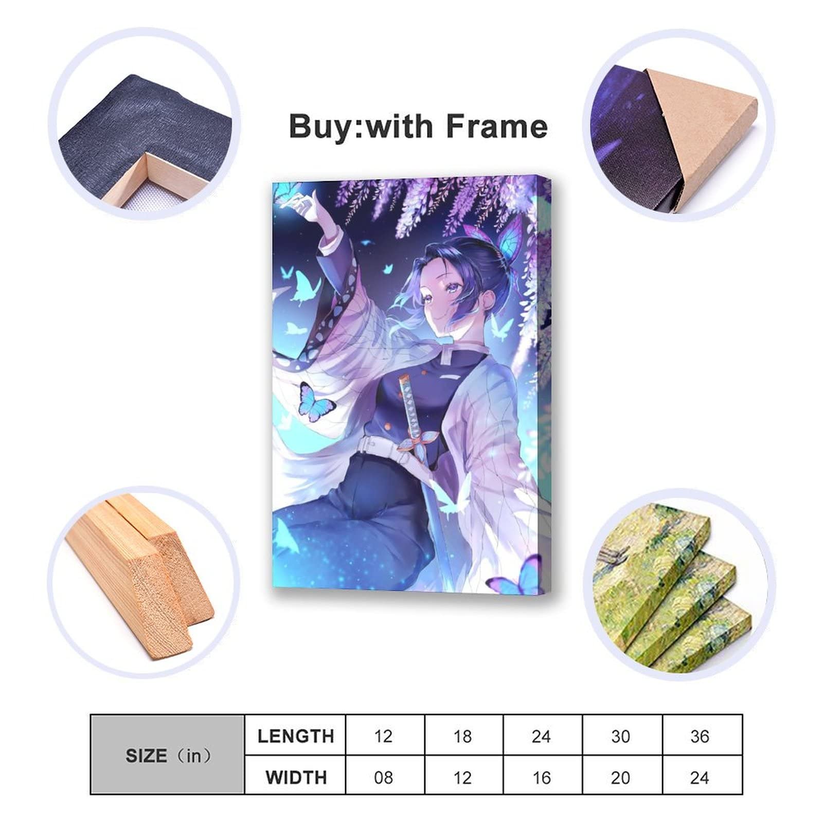 3er Set Anime Poster Shinobu Kocho - Demon Slayer Leinwand Bilder 30x45cm Für Wohnzimmer & Zimmer