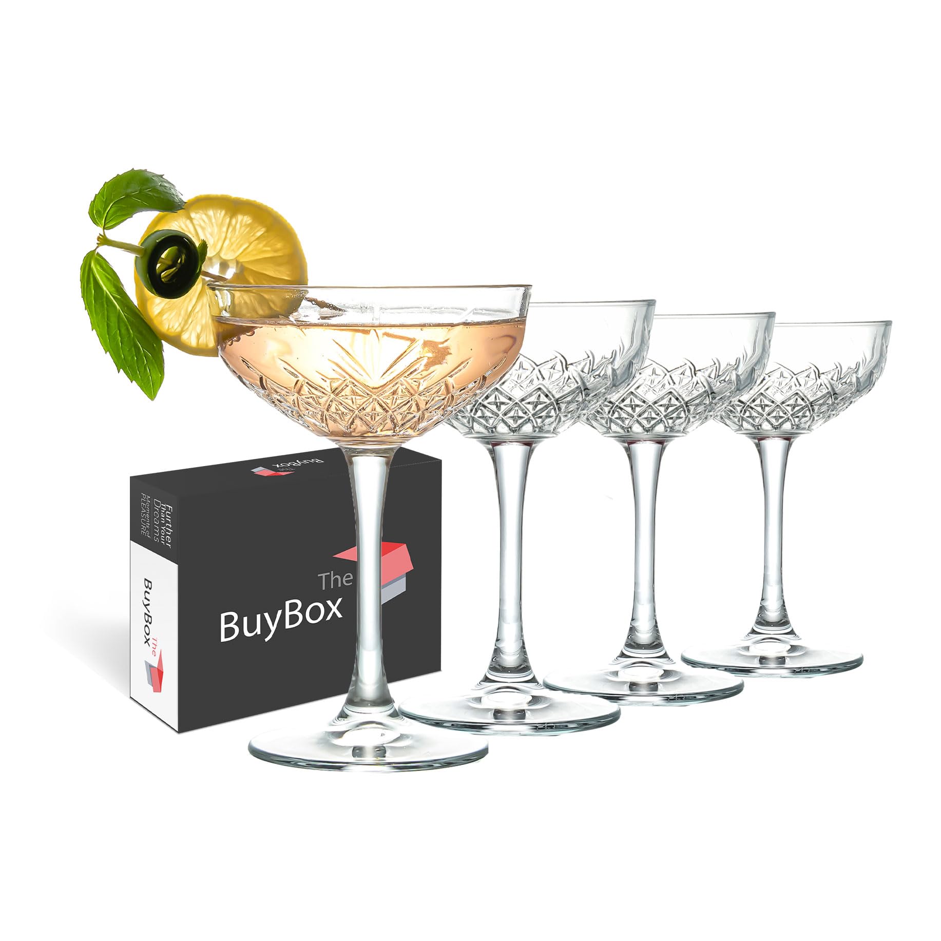 Produktbild von Farbige Coupé-Gläser Von The Mask El Turko - 330ml Champagnergläser Mit Langem Stiel, 6er Set