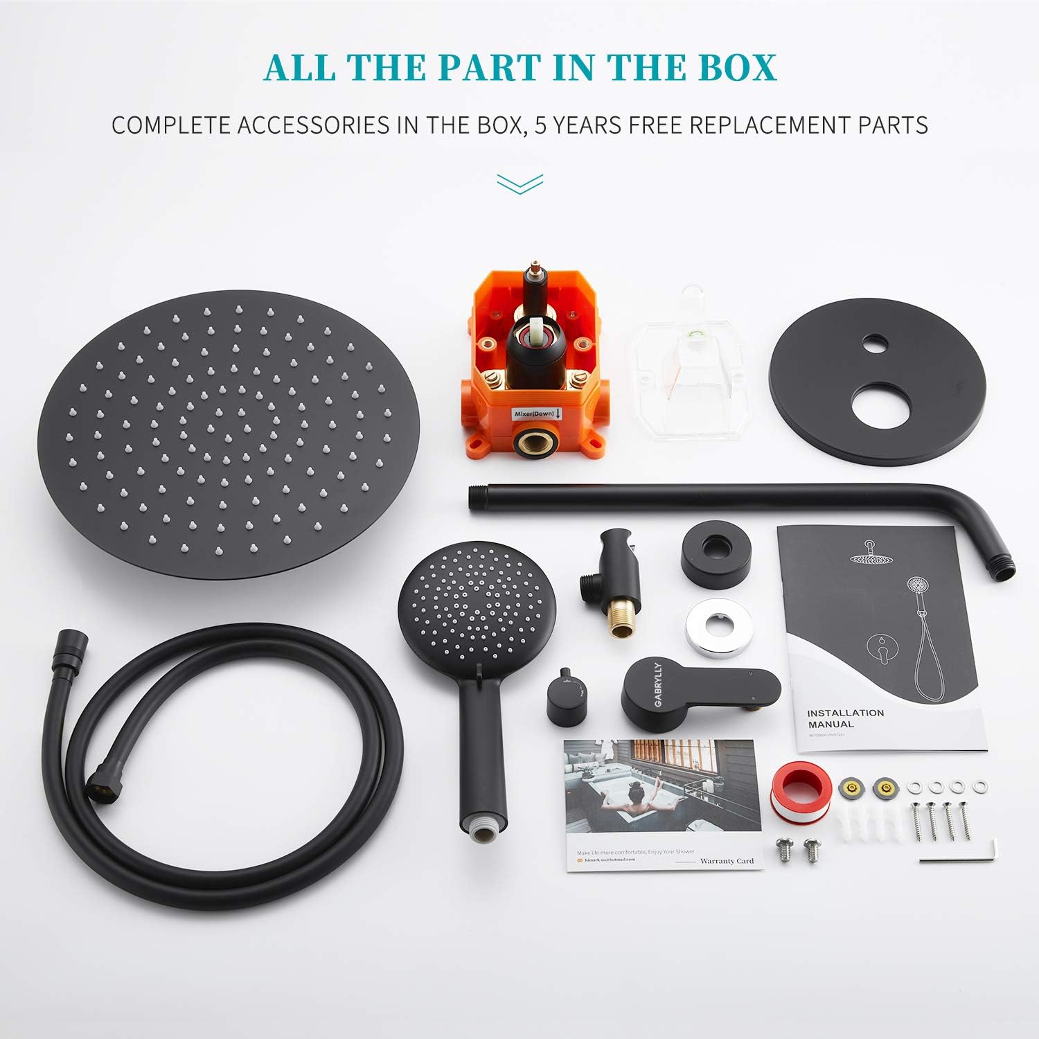 Exclusive Discount 🔥 Shower System, Wall Mounted Shower Faucet Set for Bathroom with High Pressure 12 Stainless Steel Rain Shower head and 5-Mode Handheld Shower Set, 2 Way Pressure Balance Shower Valve Kit, Matte Black