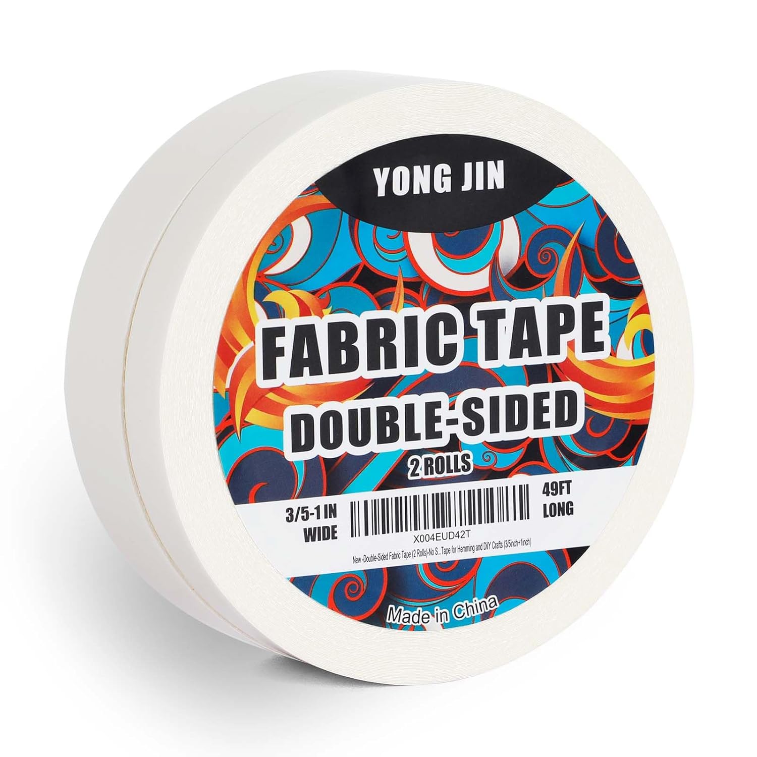 YONGJIN Double-Sided Fabric Tape (2 Rolls) - No Sewing or Ironing Required, Perfect for Quick Clothing Repairs, Fabric Bonding, Adhesive Cloth Tape for Hemming and DIY Crafts (1/4inch+1/2inch)