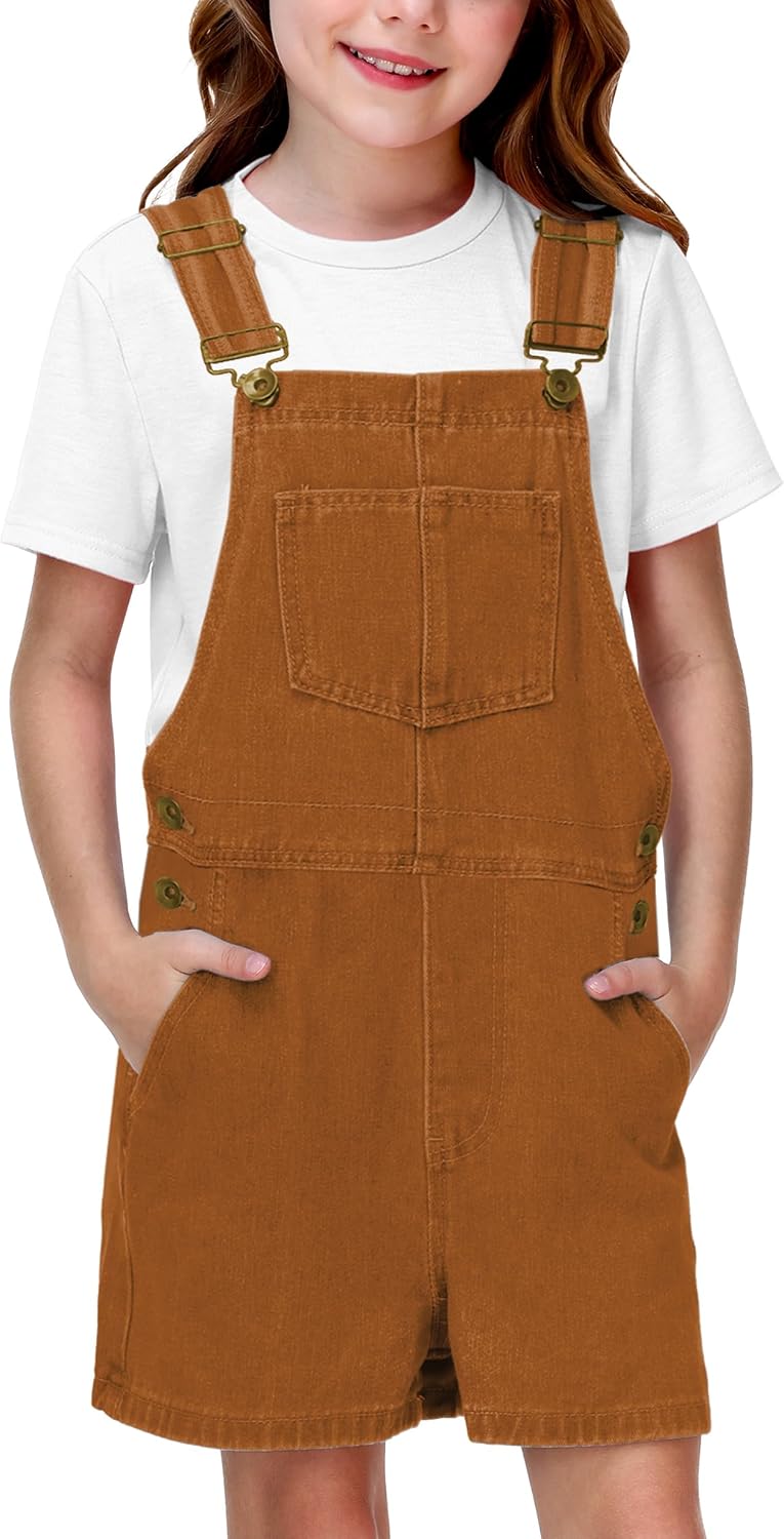 Remimi Kids Overalls Shorts Summer Denim Shortalls Cotton Daily Wear Rompers With Pockets 3-15 Years