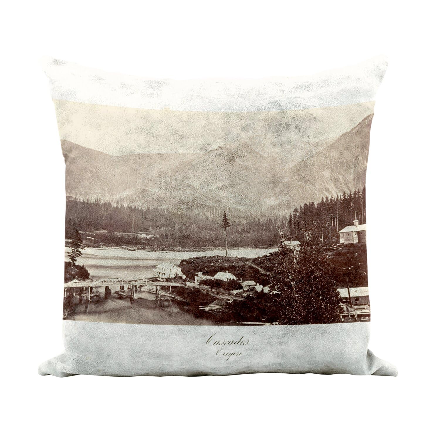 Coussin blanc toucher cuir style vintage Oregon pour décorer votre salon