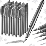 30 Pcs Silver Metallic Permanent Markers Bulk Aqueous Ink Marker Pens Medium Tip Quick Dry Paint Pen for DIY Crafts Gift Card Making Metal Black Paper Wood Plastic Glass Rock Painting