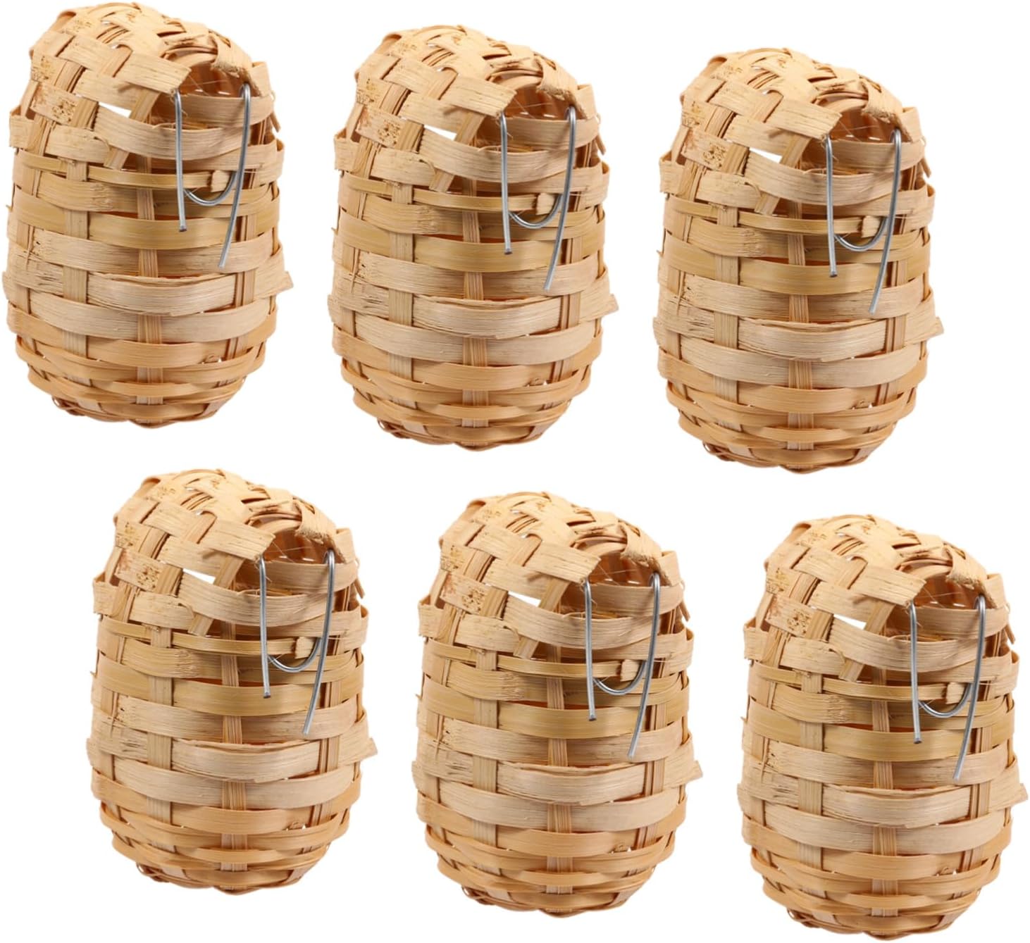 SUPVOX 6pcs Handmade Bamboo Bird Nest Finch Bird Nests for Cages Bird House for Balcony Bird House for Warm Shelter Garden Hand Woven Art Crafts Natural Bird's Nest