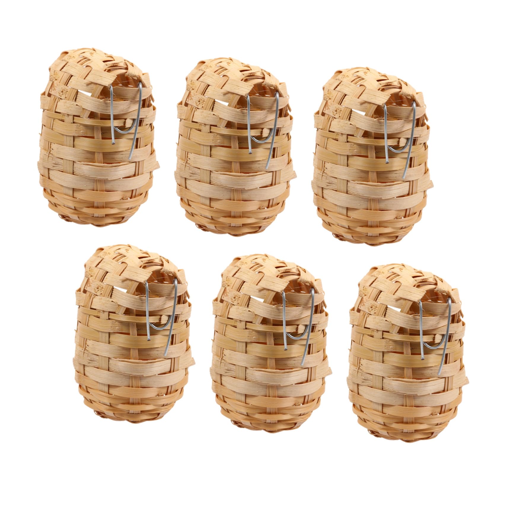 SUPVOX 6 nidos de pájaros de bambú hechos a mano para jaulas, casa de pájaros para balcón, casa de pájaros para refugio cálido, jardín, tejido a mano, manualidades, nido de pájaro natural