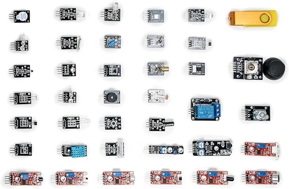 37 in 1 Sensor Module Kit Sensor Kit for Arduino Starters DIY Raspberry Pi Mega2560 UNO R3 NANO Including Tutorial in USB Flash Driver