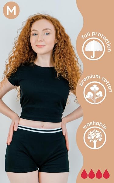 NoBlood - Culotte Menstruelle Super Absorbante XXS-6XL en Coton Confortable et Lavable Flux abondant | Boxer Shorty menstruel de règles - 4