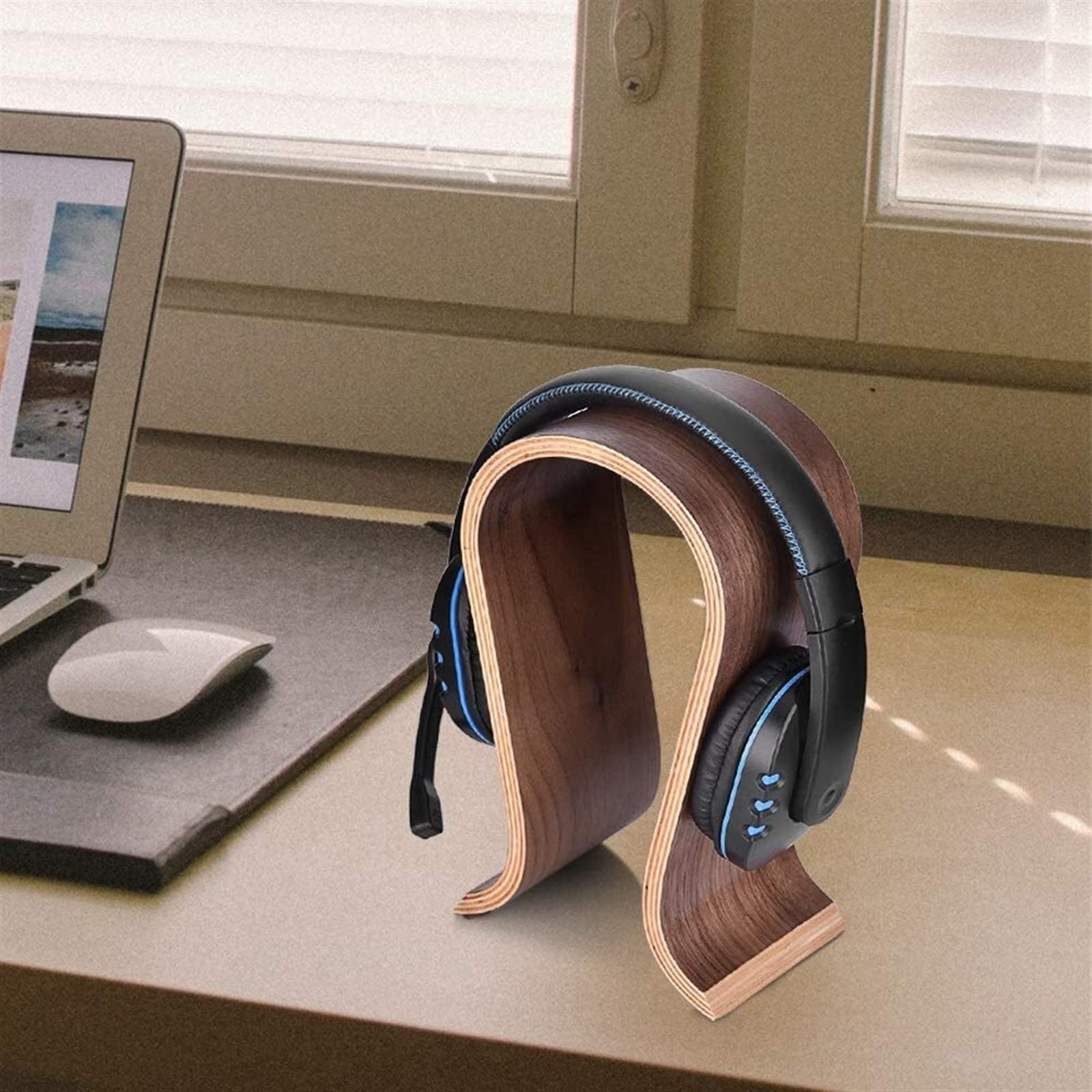 Supporto per cuffie Supporto for cuffie a forma di U, supporto for in legno for scrivania, for da gioco in noce compatibile con quasi tutte le On-Ear