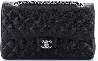 Pre-Loved Classic Double Flap Bag Quilted Caviar Medium, Black